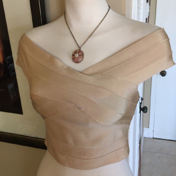 WOW couture Tops - Nude Bandage Crop Top